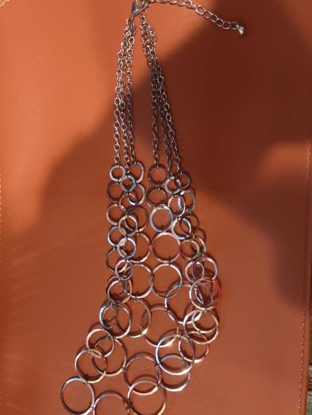 Silver, Gold, And Rose Gold Multi-Row Circle Link Necklace - Womens Jewelry - Picture 1 of 1